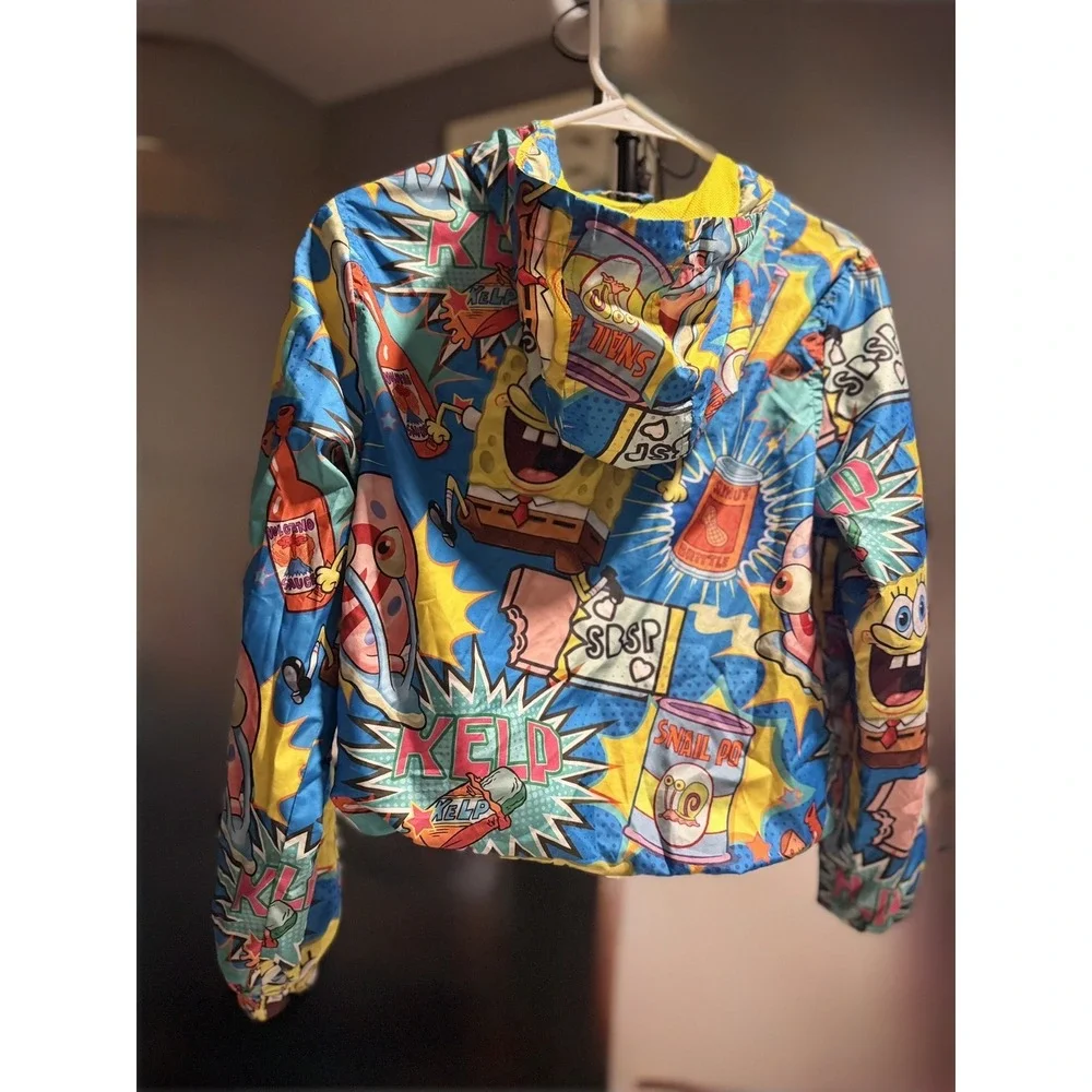 Nickelodeon SpongeBob SquarePants All-Over Print Windbreaker Jacket Y2K